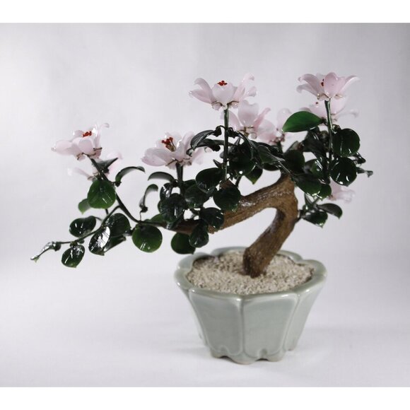 Vintage Pink glass flower bonsai 11 x 12 inches, pink flowering dogwood - Picture 1 of 10